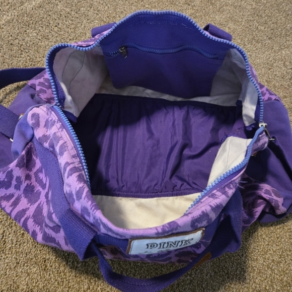 PINK Victoria's Secret Purple Leopard Travel Duffel Bag - Picture 7 of 7